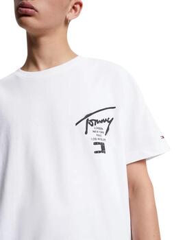 Camiseta Tommy Spray Signature Hombre Blanca