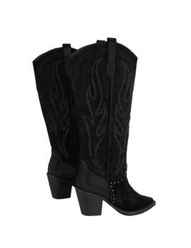 Bota Alta Alma En Pena Crosta Mujer Negro