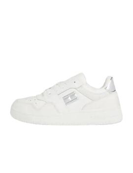 Zapatillas Tommy Jeans Retro Basket Mirror Logo Mujer Blanco