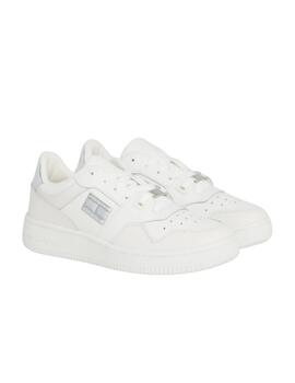 Zapatillas Tommy Jeans Retro Basket Mirror Logo Mujer Blanco