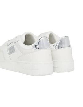 Zapatillas Tommy Jeans Retro Basket Mirror Logo Mujer Blanco