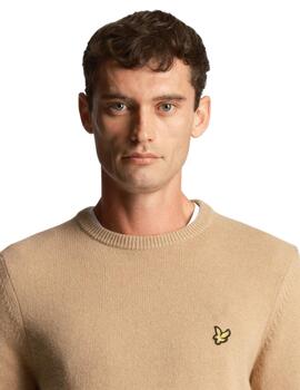 Jersey Lyle&Scott Crew Neck Lambswool Hombre Beige