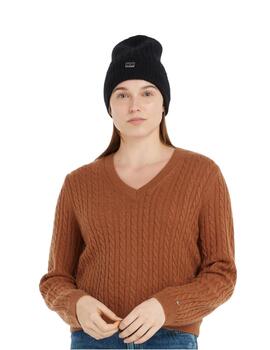 Gorro Tommy Cosy Knit Beanie Mujer Negro