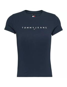 Camiseta Tommy Slim Linear Marino Mujer