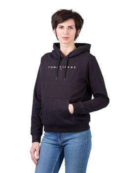 Sudadera Con Capucha Tommy Reg Linear Mujer Negra