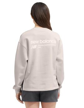 Sudadera New Balance Fleece Mujer Crema