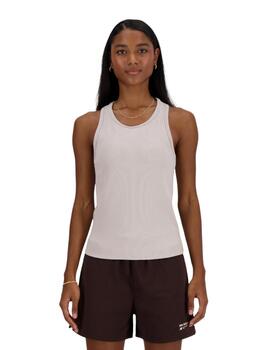 Camiseta New Balance Tirantes Mujer Crema