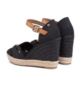 Alpargatas Tommy Basic Open Toe High Wedge Mujer Negro