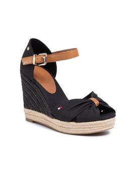 Alpargatas Tommy Basic Open Toe High Wedge Mujer Negro