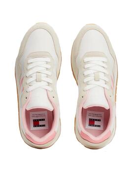 Zapatillas Tommy Eva Runner Mujer Blanco y Rosa