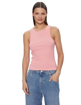 Camiseta Tommy Essential Rib TA Mujer Rosa