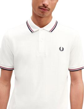 Polo Fred Perry Twin Tipped Hombre Blanco