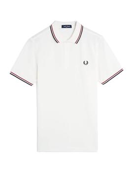 Polo Fred Perry Twin Tipped Hombre Blanco