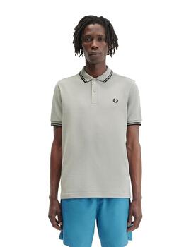 Polo Fred Perry Twin Tipped Hombre Gris Claro