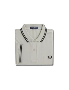 Polo Fred Perry Twin Tipped Hombre Gris Claro