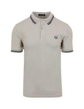 Polo Fred Perry Twin Tipped Hombre Gris Claro