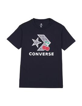 Camiseta Converse Cherry Star Chevron Mujer Negra