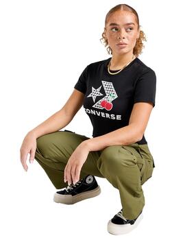 Camiseta Converse Cherry Star Chevron Mujer Negra