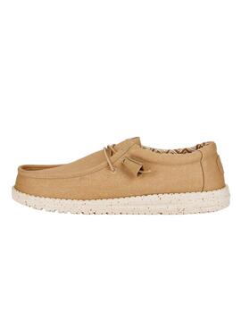 Zapatillas Hey Dude Wally Canvas Tan Hombre Marrón