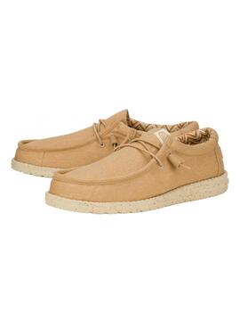 Zapatillas Hey Dude Wally Canvas Tan Hombre Marrón