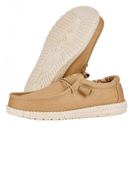 Zapatillas Hey Dude Wally Canvas Tan Hombre Marrón