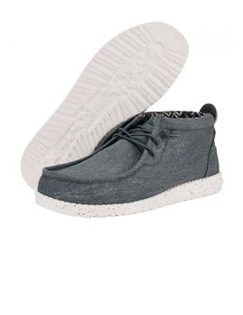 Zapatillas Hey Dude Wally Mid Canvas Grey Hombre Gris