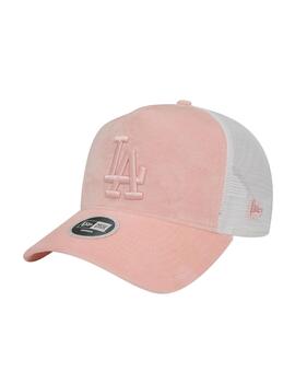 Gorra New Era LA Dodgers Velour A-Frame Trucker Mujer Rosa