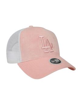 Gorra New Era LA Dodgers Velour A-Frame Trucker Mujer Rosa