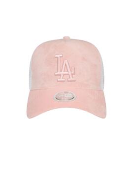 Gorra New Era LA Dodgers Velour A-Frame Trucker Mujer Rosa