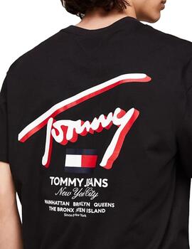 Camiseta Tommy Hilfiger Reg 3D Street Hombre Negro