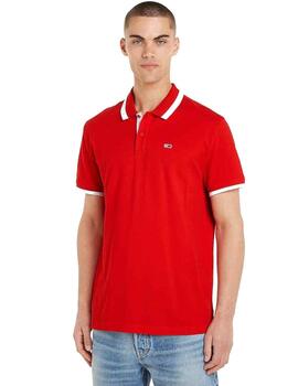 Polo Tommy Regular Solid Tipped Hombre Rojo