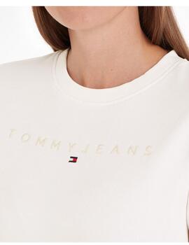 Sudadera Tommy Regular Tonal Linear Mujer Blanco