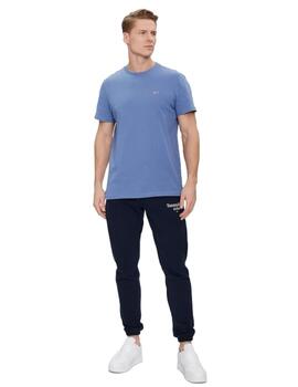 Camiseta Tommy Slim Jersey Hombre Azul Celeste