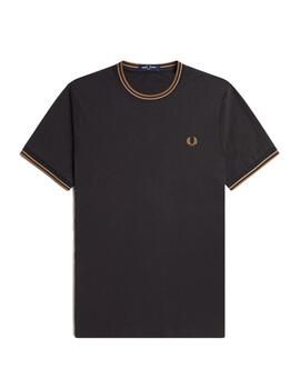 Camiseta Fred Perry Twin Tipped Hombre Gris Ancla