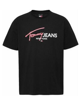 Camiseta Tommy Regular Spray Hombre Negro