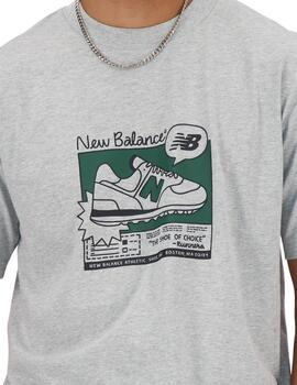 Casmiseta New Balance AD Relaxed 550 Hombre Gris