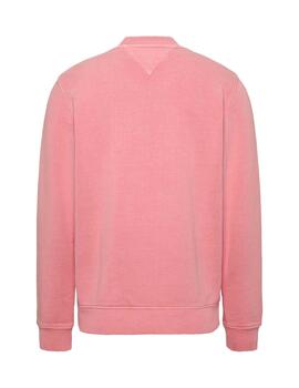 Sudadera Tommy Redular Washed Badge Hombre Rosa