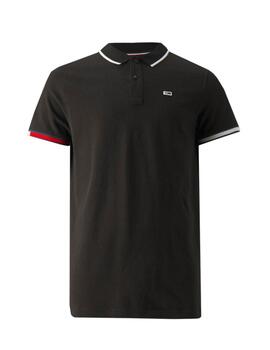 Polo Tommy Slim Flag Cuffs Hombre Negro