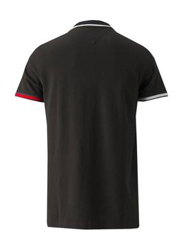 Polo Tommy Slim Flag Cuffs Hombre Negro