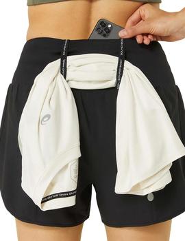 Pantalón corto Asics Road 3.5 In Mujer Negro