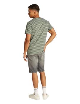 Camiseta Tommy Slim Stripe Hombre Verde