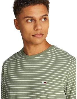 Camiseta Tommy Slim Stripe Hombre Verde