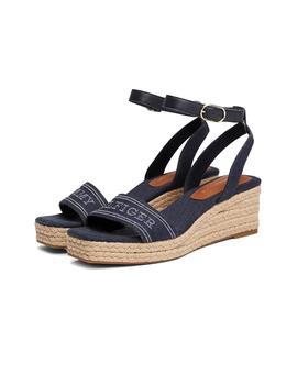 Sandalias Tommy Espadrille Mid Wedge Mujer Azul