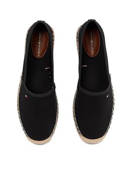 Sandalias Tommy Flag Canvas Espardille Mujer Negras