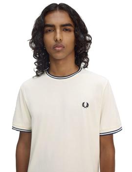 Camiseta Fred Perry Twin Tipped Hombre Beige