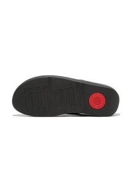 Sandalias FitFlop Fino Crystal Chain Leather Mujer Negro