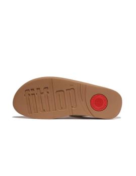 Sandalias FitFlop Fino Crystal Chain Leather Mujer Blanco