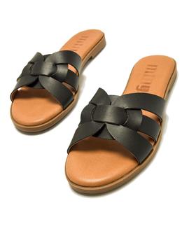 Sandalias Mustang Serraje Laminado Mujer Negro