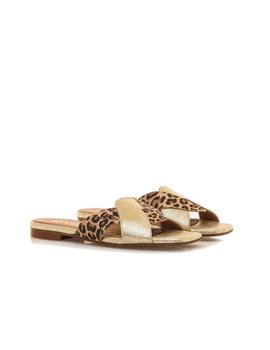 Sandalias Mustang Leopardo Natural Mujer Dorado