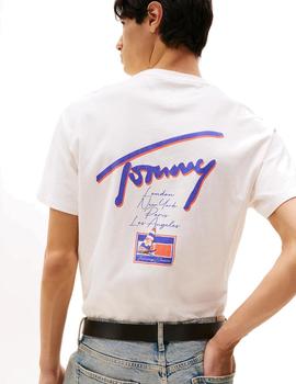 Camiseta Tommy Relaxed Faded Graphic Hombre Bloanco